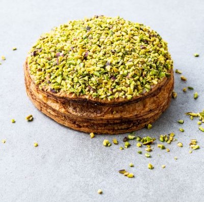 Recette : Galette des rois à la crème d’amande et son croquant à la pistache